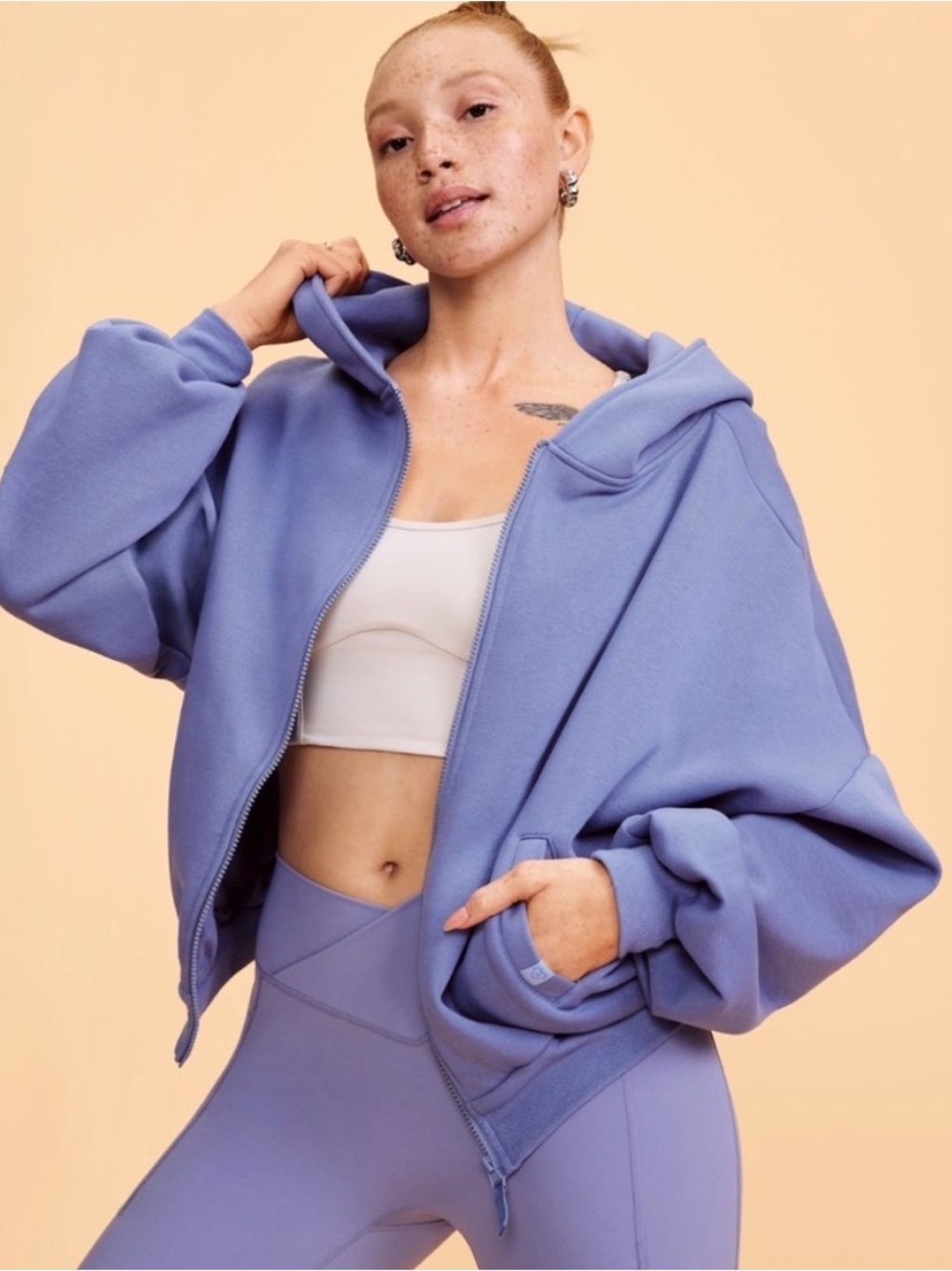 Blogilates Athleisure Cozycore Marshmallow Oversized Fit Full Zip Casual Hoodie